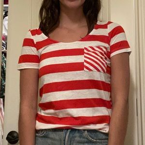Love Culture Red and White Striped Short Sleeve
